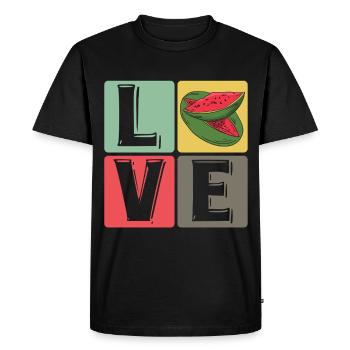Love Pop Art Watermelon Blocks - Men's Premium Organic T-Shirt - black - Front - Nico (187cm)