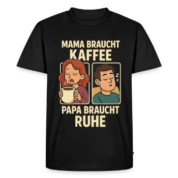 Mom needs coffee, dad needs rest - Men's Premium Organic T-Shirt - black - Front - Nico (187cm)