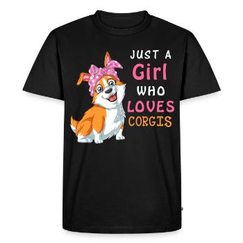 Juste une fille qui adore la chemise corgis - T-shirt Premium bio Homme - noir - Devant - Nico (187cm)