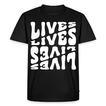 Texte des motifs de la vie vivante - T-shirt Premium bio Homme - noir - Devant - Nico (187cm)