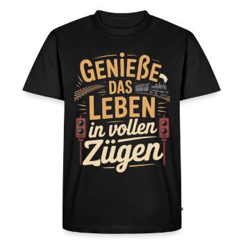 Train Profitez pleinement de la vie Chemin de fer - T-shirt Premium bio Homme - noir - Devant - Nico (187cm)