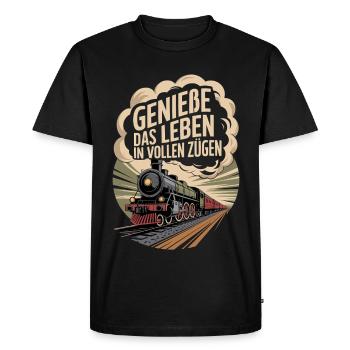Train Profitez pleinement de la vie Chemin de fer - T-shirt Premium bio Homme - noir - Devant - Nico (187cm)