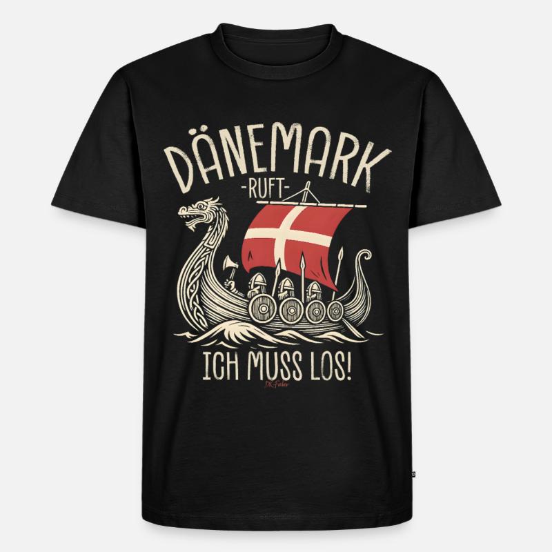 Dänemark ruft ich muss los Spruch - Männer Premium Bio T-Shirt - Schwarz