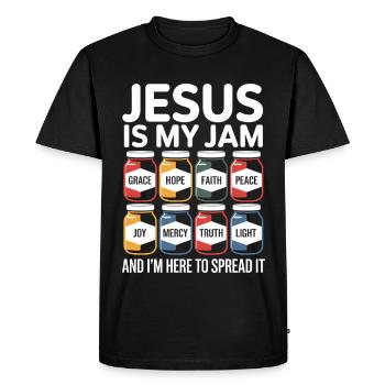 Jésus est mon truc avec la grâce, l’espérance, la foi, - T-shirt Premium bio Homme - noir - Devant - Nico (187cm)
