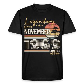 Vintage November 1969 Retro November 1969 - Men's Premium Organic T-Shirt - black - Front - Nico (187cm)