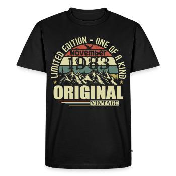 Anniversaire novembre 1983 - T-shirt Premium bio Homme - noir - Devant - Nico (187cm)