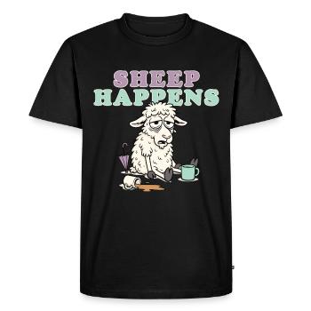 Sheep Happens Pastel Laugh - Men's Premium Organic T-Shirt - black - Front - Nico (187cm)