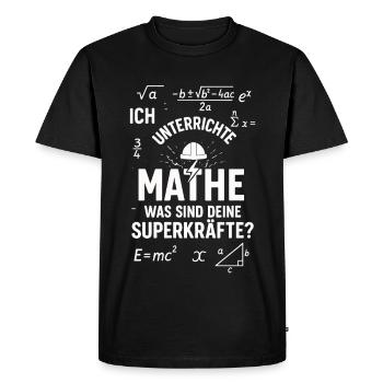 Math Superpowers – I Teach Teachers - Men's Premium Organic T-Shirt - black - Front - Nico (187cm)