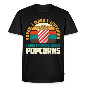 Popcorn Retro Saying Tea - Men's Premium Organic T-Shirt - black - Front - Nico (187cm)