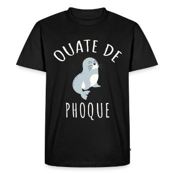 Ouate de Phoque Humour Français Jeu de Mots Rigolo - T-shirt Premium bio Homme - noir - Devant - Nico (187cm)