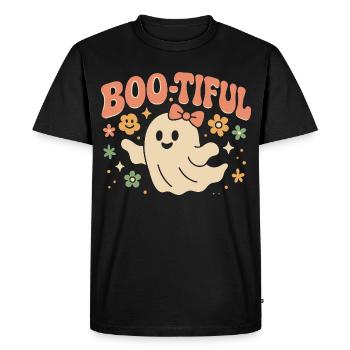 Boo-tiful Ghost Cute Funny Saying Halloween Design - Men's Premium Organic T-Shirt - black - Front - Nico (187cm)