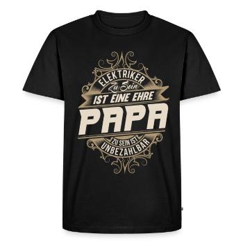 Papa électricien - T-shirt Premium bio Homme - noir - Devant - Nico (187cm)