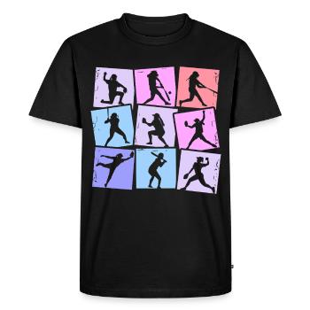 Joueur de baseball Baseball Femmes Enfants Filles - T-shirt Premium bio Homme - noir - Devant - Nico (187cm)