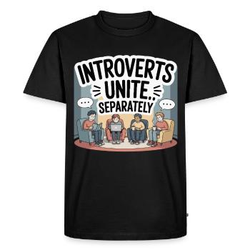 Les introvertis s’unissent séparément - T-shirt Premium bio Homme - noir - Devant - Nico (187cm)