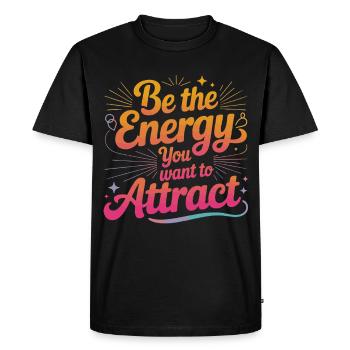 Soyez l’énergie que vous attirez - T-shirt Premium bio Homme - noir - Devant - Nico (187cm)