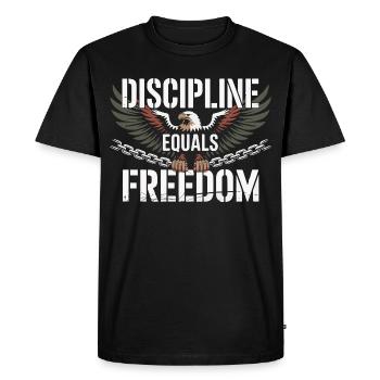 La discipline mène à la liberté Motif de l’aigle - T-shirt Premium bio Homme - noir - Devant - Nico (187cm)