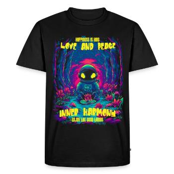 Astronaute au néon cosmique dans la forêt - T-shirt Premium bio Homme - noir - Devant - Nico (187cm)