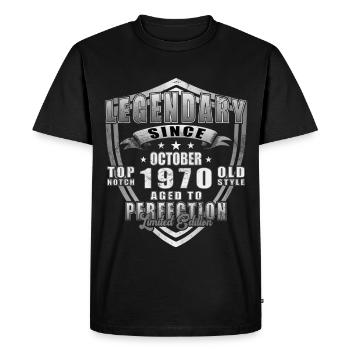 Octobre 1970 Vinatge Rétro Cadeau d’Anniversaire - T-shirt Premium bio Homme - noir - Devant - Nico (187cm)