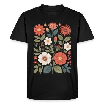 Botanical Flower Diversity Garden Meadow Nature - Men's Premium Organic T-Shirt - black - Front - Nico (187cm)
