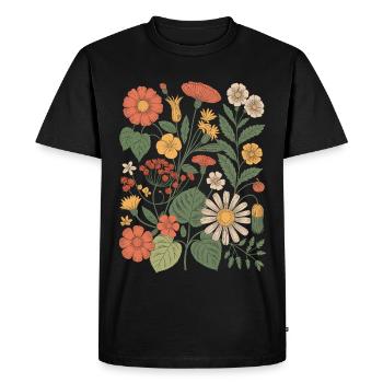 Fleurs Vintage Fleurs Sauvages Nature - T-shirt Premium bio Homme - noir - Devant - Nico (187cm)