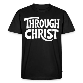 Par le Christ Jésus Chrétiens Foi - T-shirt Premium bio Homme - noir - Devant - Nico (187cm)