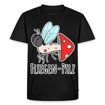 Fly agaric - half fly, half mushroom - Men's Premium Organic T-Shirt - black - Front - Nico (187cm)