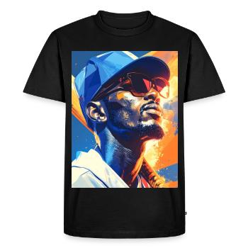 Géométrique Néon Portrait Joueur de Baseball - T-shirt Premium bio Homme - noir - Devant - Nico (187cm)
