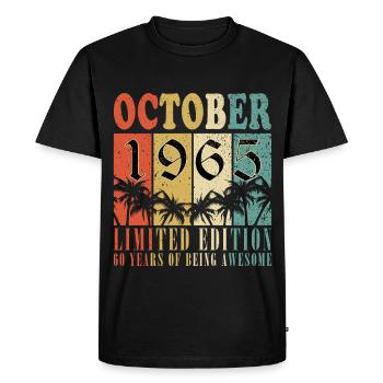 60ème Anniversaire - Millésime - Octobre 1965 - T-shirt Premium bio Homme - noir - Devant - Nico (187cm)