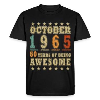 Octobre 1965 Cadeau d’anniversaire 1965 Octobre 1965 - T-shirt Premium bio Homme - noir - Devant - Nico (187cm)
