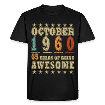 October 1960 Retro Birthday 1960 October 1960 - Men's Premium Organic T-Shirt - black - Front - Nico (187cm)