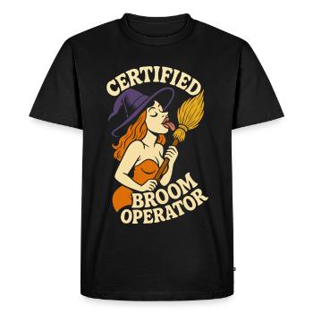 Certified Broom Operator Funny witch Halloween - Men's Premium Organic T-Shirt - black - Front - Nico (187cm)