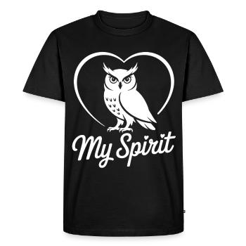Owl with heart - Men's Premium Organic T-Shirt - black - Front - Nico (187cm)