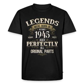 Légende du 80e anniversaire octobre 1945 - T-shirt Premium bio Homme - noir - Devant - Nico (187cm)
