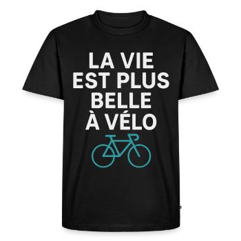 Life Is More Beautiful On Bike Cycling Humor - Men's Premium Organic T-Shirt - black - Front - Nico (187cm)