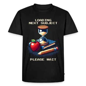 Chargement du bac suivant | École-maison Patience Humour - T-shirt Premium bio Homme - noir - Devant - Nico (187cm)