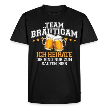 Enterrement de vie de garçon Team Marié Je me marie - Boire de la bière - T-shirt Premium bio Homme - noir - Devant - Nico (187cm)