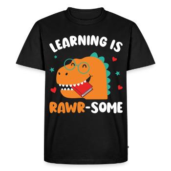 Dinosaur Kindergarten Elementary Kids - Men's Premium Organic T-Shirt - black - Front - Nico (187cm)