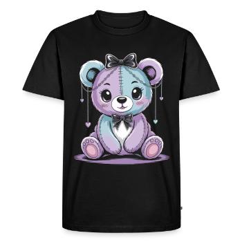 Kawaii Pastel Goth Patched Bear - T-shirt Premium bio Homme - noir - Devant - Nico (187cm)