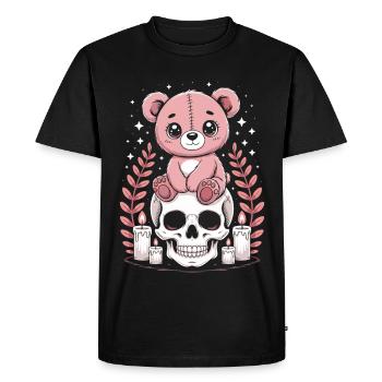 Kawaii Pastel Goth Patched Bear - T-shirt Premium bio Homme - noir - Devant - Nico (187cm)