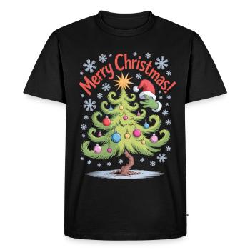 Chemise de Noël drôle – Sapin de Noël avec des boules de Noël - T-shirt Premium bio Homme - noir - Devant - Nico (187cm)
