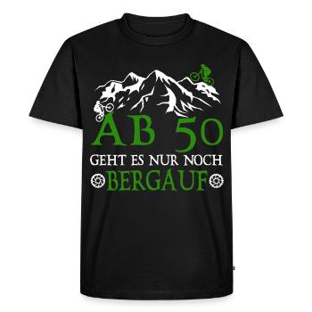 À partir de 50 ans, c’est la montée 50 Anniversaire Motard - T-shirt Premium bio Homme - noir - Devant - Nico (187cm)
