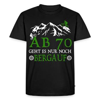 À partir de 70 ans, c’est la montée Birthday Biker - T-shirt Premium bio Homme - noir - Devant - Nico (187cm)