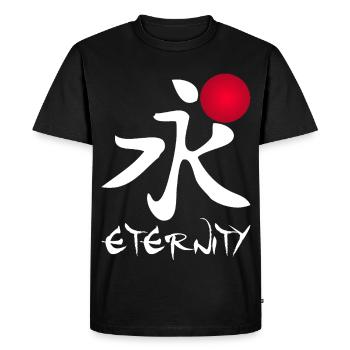 Eternité en calligraphie rouge - T-shirt Premium bio Homme - noir - Devant - Nico (187cm)