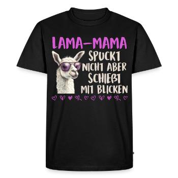 Soon mom LLAMA MOM DOESN'T SPIT LOOKS - Men's Premium Organic T-Shirt - black - Front - Nico (187cm)