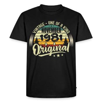 Vintage Novembre 1981 Original Novembre 1981 - T-shirt Premium bio Homme - noir - Devant - Nico (187cm)