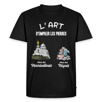 Humour Marseillais et Niçois Promenade des Anglais - T-shirt Premium bio Homme - noir - Devant - Nico (187cm)