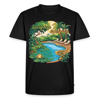 Ecosystem vs Egosystem Design Humour Environnement - T-shirt Premium bio Homme - noir - Devant - Nico (187cm)
