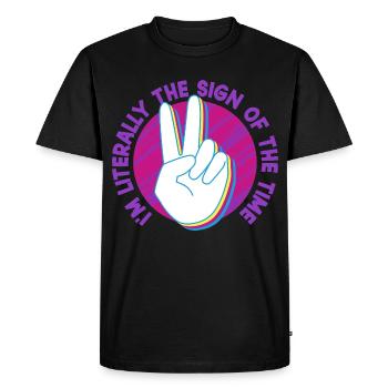 Interprète en langue des signes ASL - T-shirt Premium bio Homme - noir - Devant - Nico (187cm)