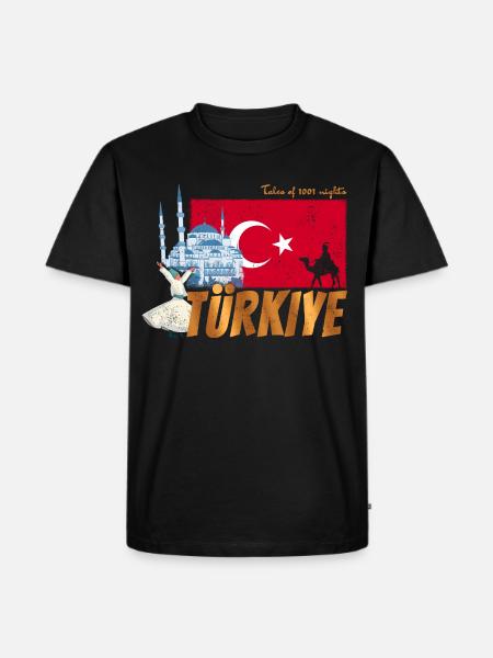 Türkiye Istanbul Vintage Flaga Turcja Sovenir - Ekologiczna koszulka męska Premium - czarny