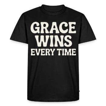 Jésus Foi Chrétienne La Grâce gagne à chaque fois - T-shirt Premium bio Homme - noir - Devant - Nico (187cm)